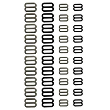 20 PC 1" & 3/4" Heavy Duty Iron Tri Glide Slide Buckle Black Matte & Bright