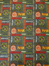 FIREMEN BADGES FIREFIGHTERS RESCUE BRAVE SERVICE GRAY COTTON FABRIC BTHY