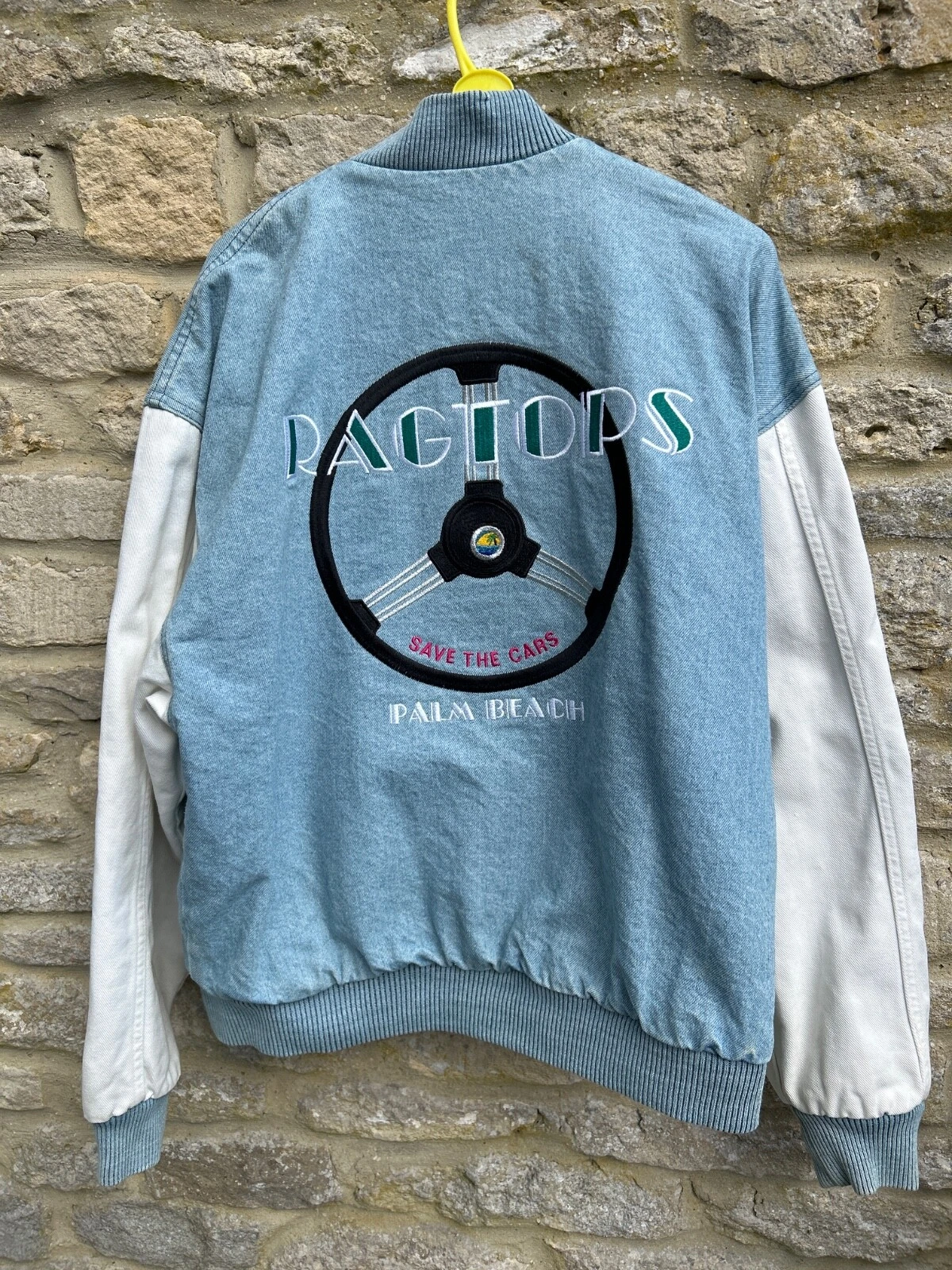Vintage Ragtops cars Palm Beach denim jacket - fabulous logos! Medium