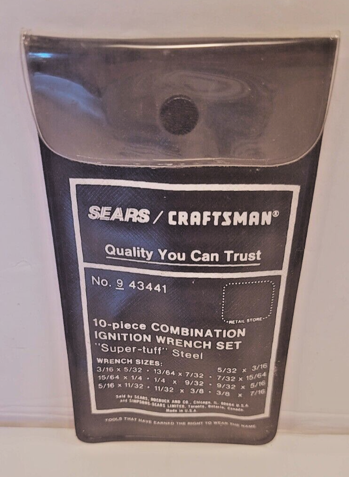 Sears Craftsman No. 9 43441 Ten Piece Combination Ignition Wrench Set
