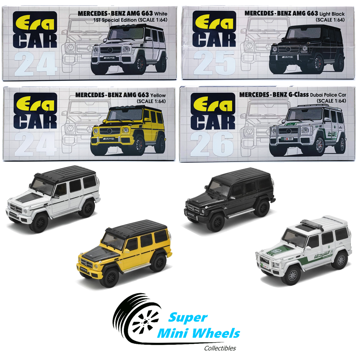 【3台セット】Era CAR エラカー　メルセデス　ベンツ　1/64 Era Car LB Works Mercedes Benz AMG G63 1:64 Scale 3 Inch
