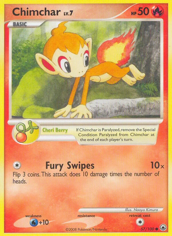 Chimchar 57/100 Majestic Dawn Pokemon Card LP