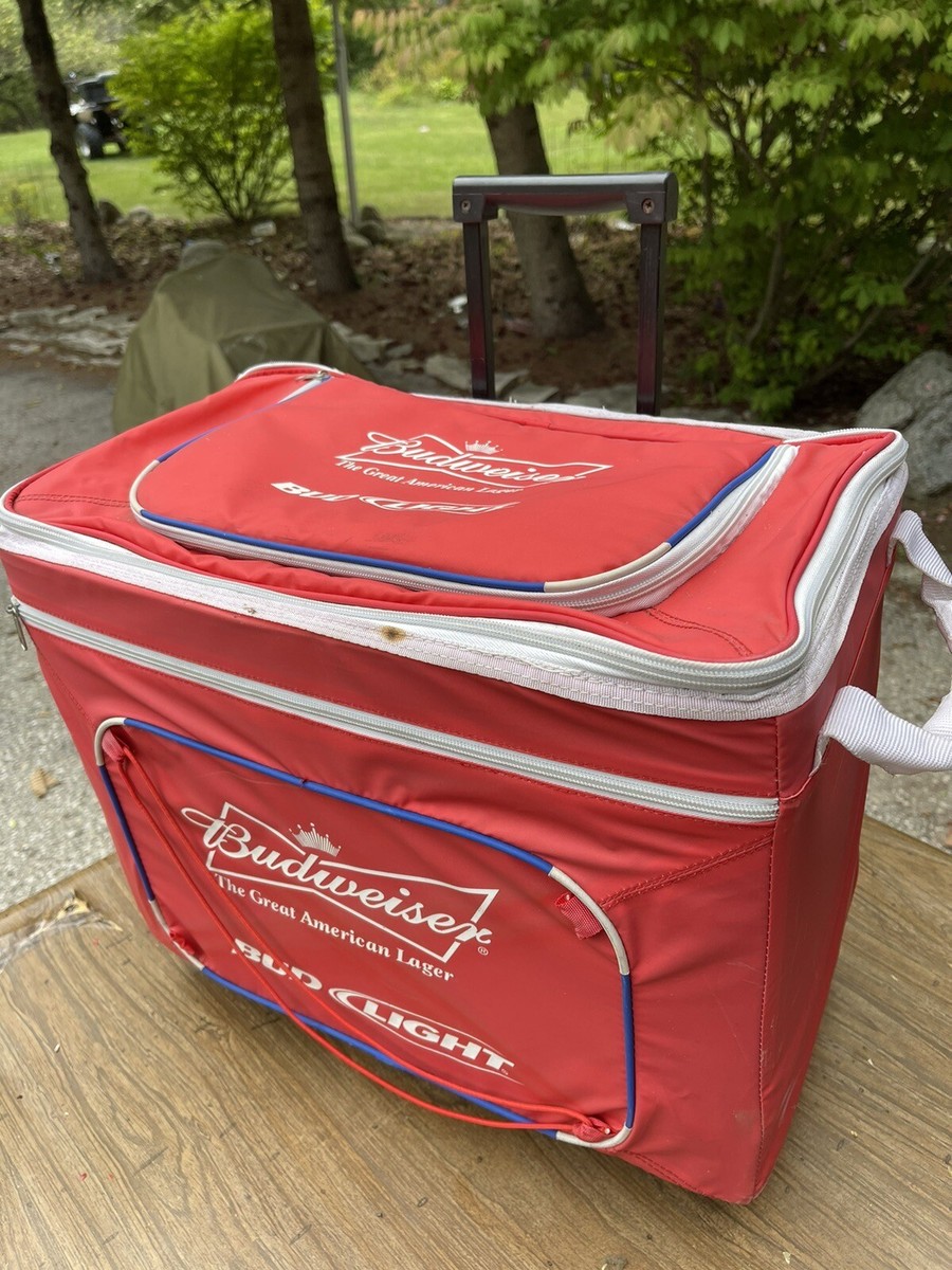 Vintage Budweiser Bud Light Rolling Wheeled Cooler Ice Chest Soft