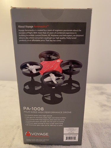 NEW VOYAGE AERONAUTICS PA 1008 PALM SIZED HIGH PERFORMANCE DRONE - RED/BLACK - Picture 2 of 3