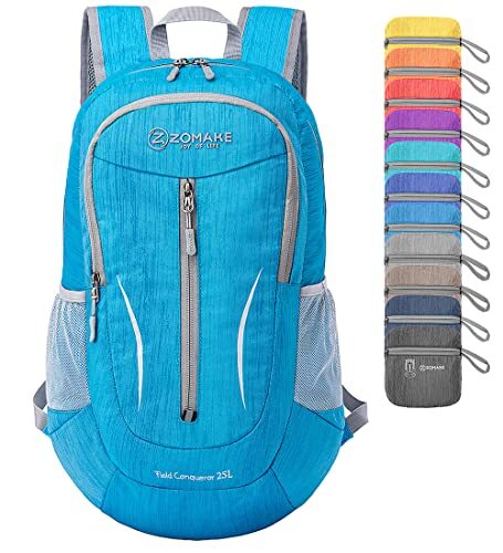 25L Ultra Lightweight Packable Hiking Backpack Foldable Small Light Blue