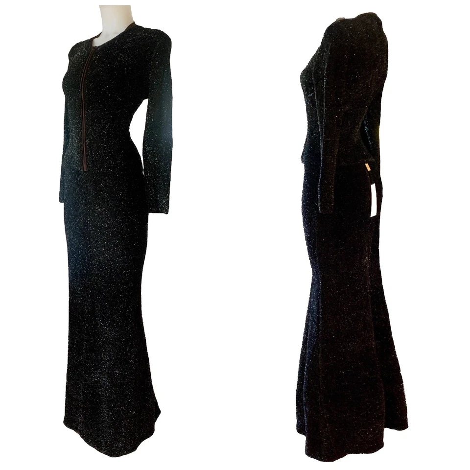 FENDI By KARL LAGERFELD F/W 1998 Black Gown Jacket Set Size 42 VINTAGE RARE - Image 2 of 4