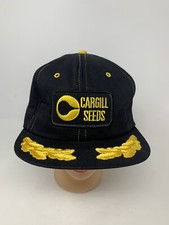 Vintage Retro Cargill Seeds Farming Patch Snapback Hat Cap Black Yellow-RARE