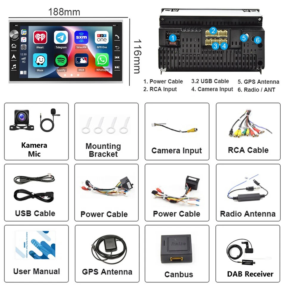 DAB+ Android Autoradio Carplay Für VW Polo 9N Golf 4 Passat B5 GPS Navi +Kamera - Bild 3 von 4
