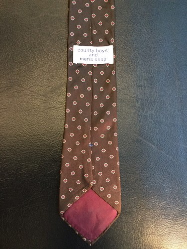 Vintage County Boys and Men's Shop Tie Necktie Brown Red Blue Silk Quadrafoil - Picture 5 of 7