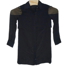 Club Monaco Sz S/M Bruksyde Black Sheer Lightweight Lon Sleeve Dress