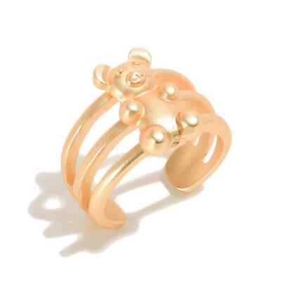 Candy Bear Triple Band Cuff Ring Matte Gold Size 7