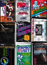 Football Trading Cards 9 Sealed Packs various brands & years Collectors Lot G
