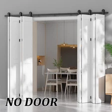 CCJH 4-20FT Bifold Sliding Barn Door Hardware Track Kit for 4/8 Doors,Heavy Duty