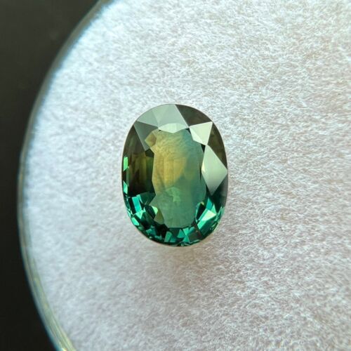 UNTREATED 1.55ct Parti Colour AUSTRALIAN Sapphire Yellow Green Oval 7.7x5.7mm - Picture 3 of 7