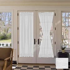 Linen French Door Curtains Privacy Light Reducing Door 52"W X 72"L Natural