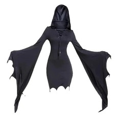 Scream Mask Ghost Witch Dress Horror Scary Costume Adult Gothic Hood Gown Women