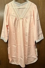 Vintage 70s Christian Dior Midi Lingerie Pink Lace Nightgown Women s Large