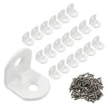 20 Pcs White Iron L Bracket 90 Right Angle Wall Corner Brace with Screws