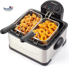 Electric Deep Fryer, 4.5 Qt Total Oil Capacity Dual 2-Qt Split Baskets , 1700 W