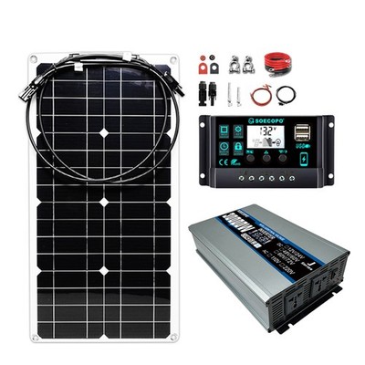 30000W Peak Solar System Kit FlexiblePanel 100A Controller 12V24V To 110V 220V