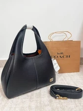 COACH Lana Shoulder Bag 23 Black CM545 Handbag Crossbody Diagonal Leather