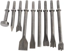 9Pcs Pneumatic Air Hammer Punch Chipping Bits Tool Chisel w/ 0.401" (10mm) Shank