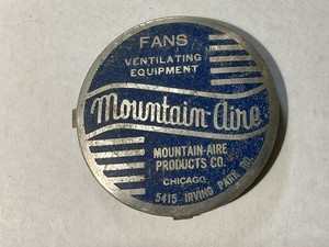 Vintage Mountain Aire Desk Fan Tag Emblem Plate Part USA