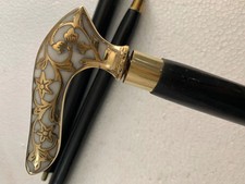 36'' Antique Vintage Victorian Designer Brass Handle Wooden Walking Stick Cane