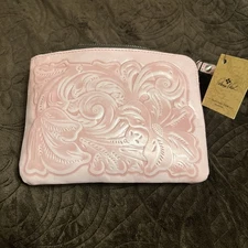 Patricia Nash Blush Cassini Tooled Leather Wristlet Leather Clutch NWT