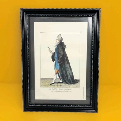 A Law Macaroni 1772 Satirical Print Framed Repro Lawyer Barrister British Art