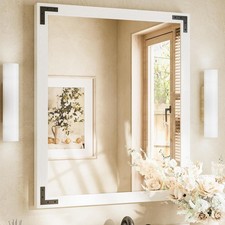 30 x 36 White Wooden Mirror for Bathroom Wall/Bedroom/Living Room/Entryway