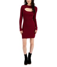 Hooked Up by IOT Womens Cut Out Neck Sweater Dress