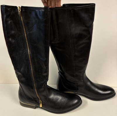 Eric Michael LAUREN Black Leather KNEE HIGH BOOTS zip  US 11   EU 42