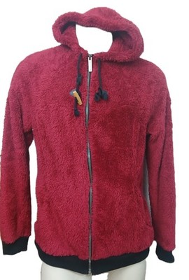 Decathlon Fleecejacke Jacke Gr. XL Rot Kapuze Damen Flauschig Teddyfleece