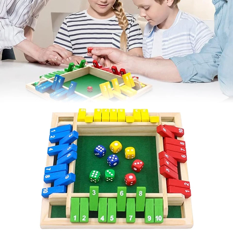 Shut the Box Dice Game Wooden Board Math Number Game Family for 1-4 Players - Image 2 of 4