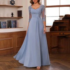 Chiffon Mother of The Bride Dress Sweetheart Neck Illusion Half Sleeves Beading