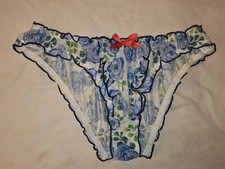 Vintage Mesh Floral Bikini Panties. Size Large