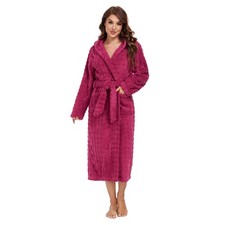 Luxury Plush Absorbency Robe For Women Extra Long Fleece Bathrobe With Hood  Po