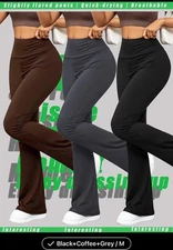 Women’s 3 Pair Medium Slim Pants Gray Brown Black High Wasted Uplifting Bottom