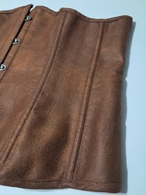 Women's corset with laces, metal hooks and flexible boning, brown.XL