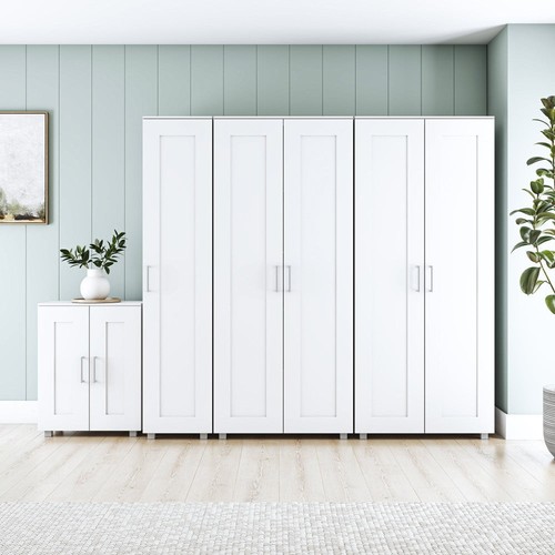 Nova Multi-Purpose 2-Door Broom Cupboard Storage Cabinet - White - Picture 8 of 8