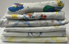 Lot of 6 Vintage Flannel Receiving Baby Blankets Dundee Mills, Daisy Kingdom Etc