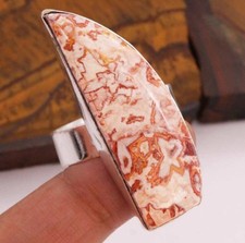Crazy Lace Agate 925 Silver Plated Handmade Ring of US Size 8.5