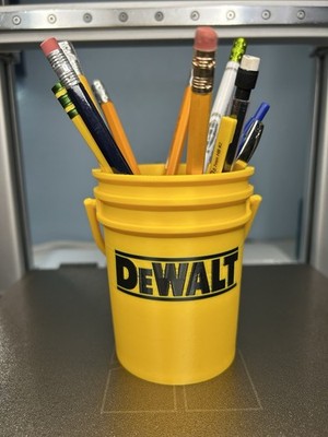 Mini DeWALT Tool Bucket 3D Printed Container Holder for Pencils Tools and Screws