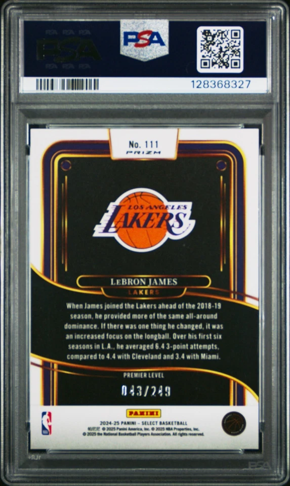 2024-25 SELECT 111 LEBRON JAMES RED SCOPE /249 LAKERS PSA 10  - Image 2 of 2