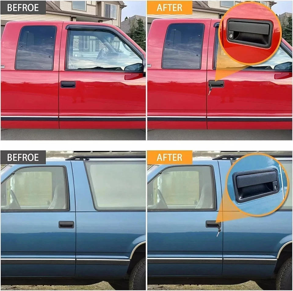 Exterior Door Handle w/ Lock Cylinder For Chevrolet C1500 GMC K1500 95-00 Front Foto 3 de 4