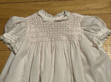 VTG Smocked Dress Lace Trimmed Size 12 Months