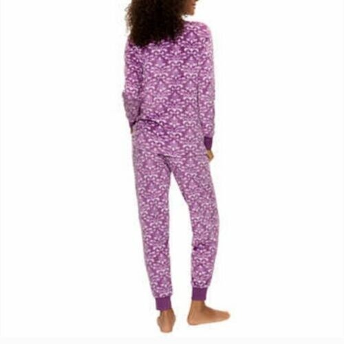 Juego de pijama micro polar ultra suave para mujer Felina púrpura 1 - Imagen 2 de 3