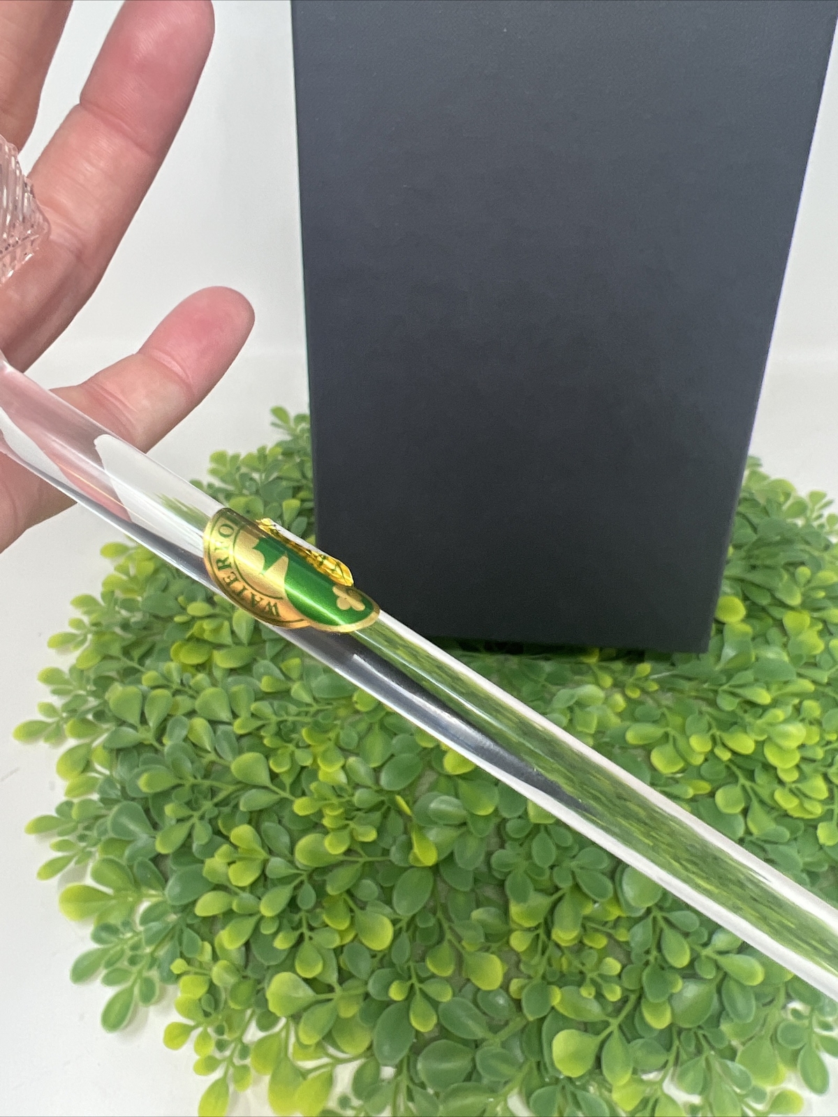 New in Box Waterford Crystal Long Stem Sculpture Red Rose Flower 14