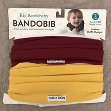 Bazzle Baby Bandobib Infinity Scarf Drool Bib 2 Pack Burgundy Gold 0-24 Months